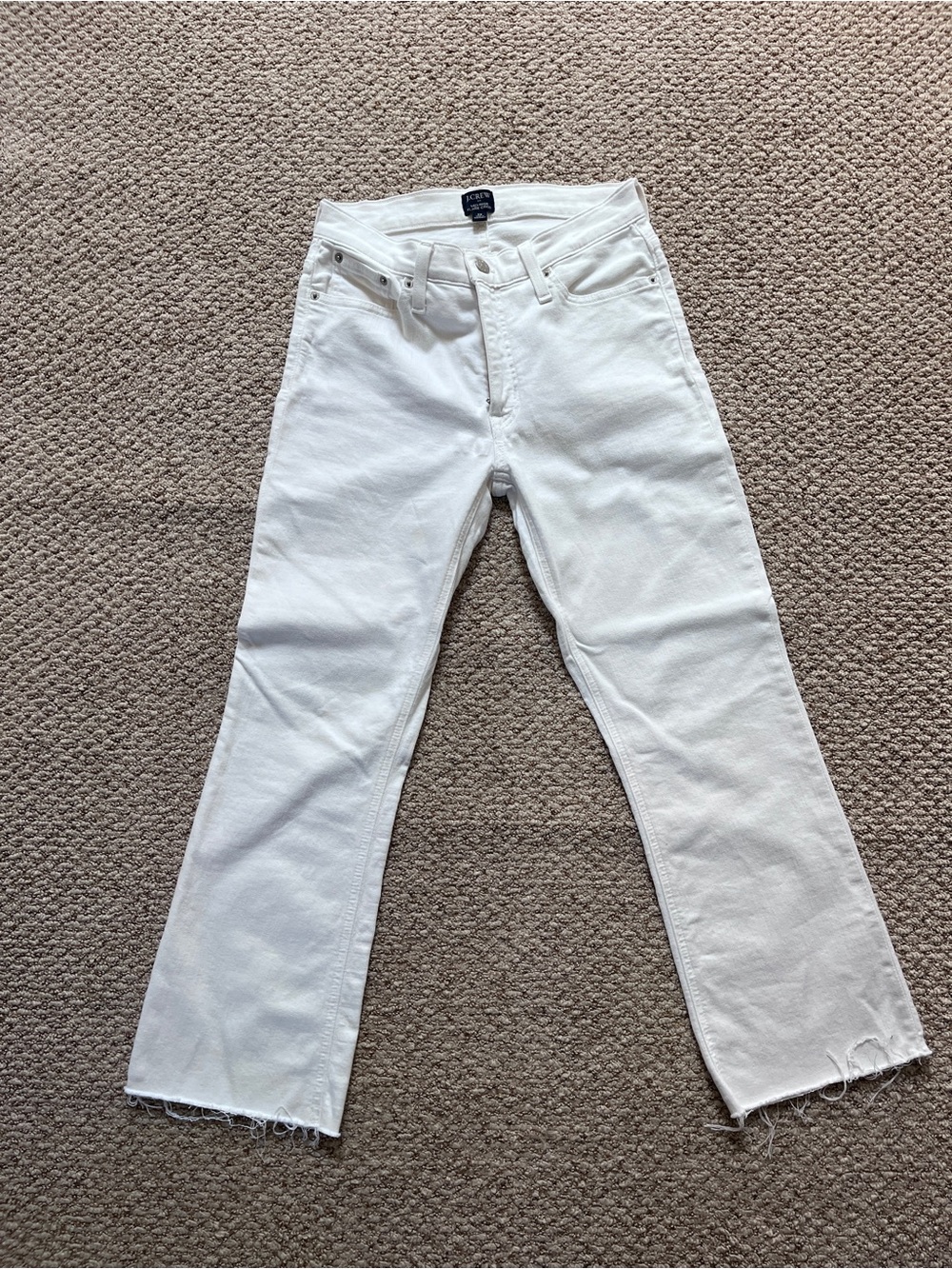 J. Crew White Ankle-Length Cropped Jeans